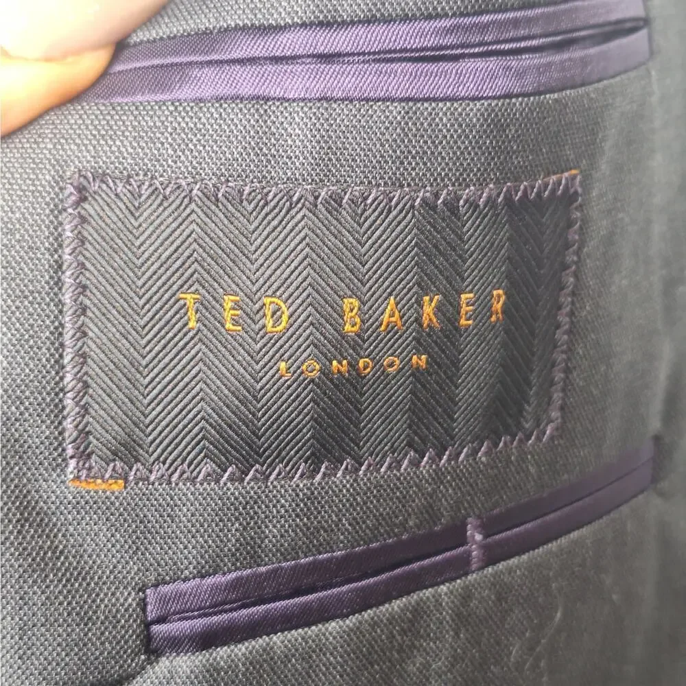 Ted Baker Men's Blazer Suit Jacket 40L Jay CT Gray 100% Wool Sport Coat